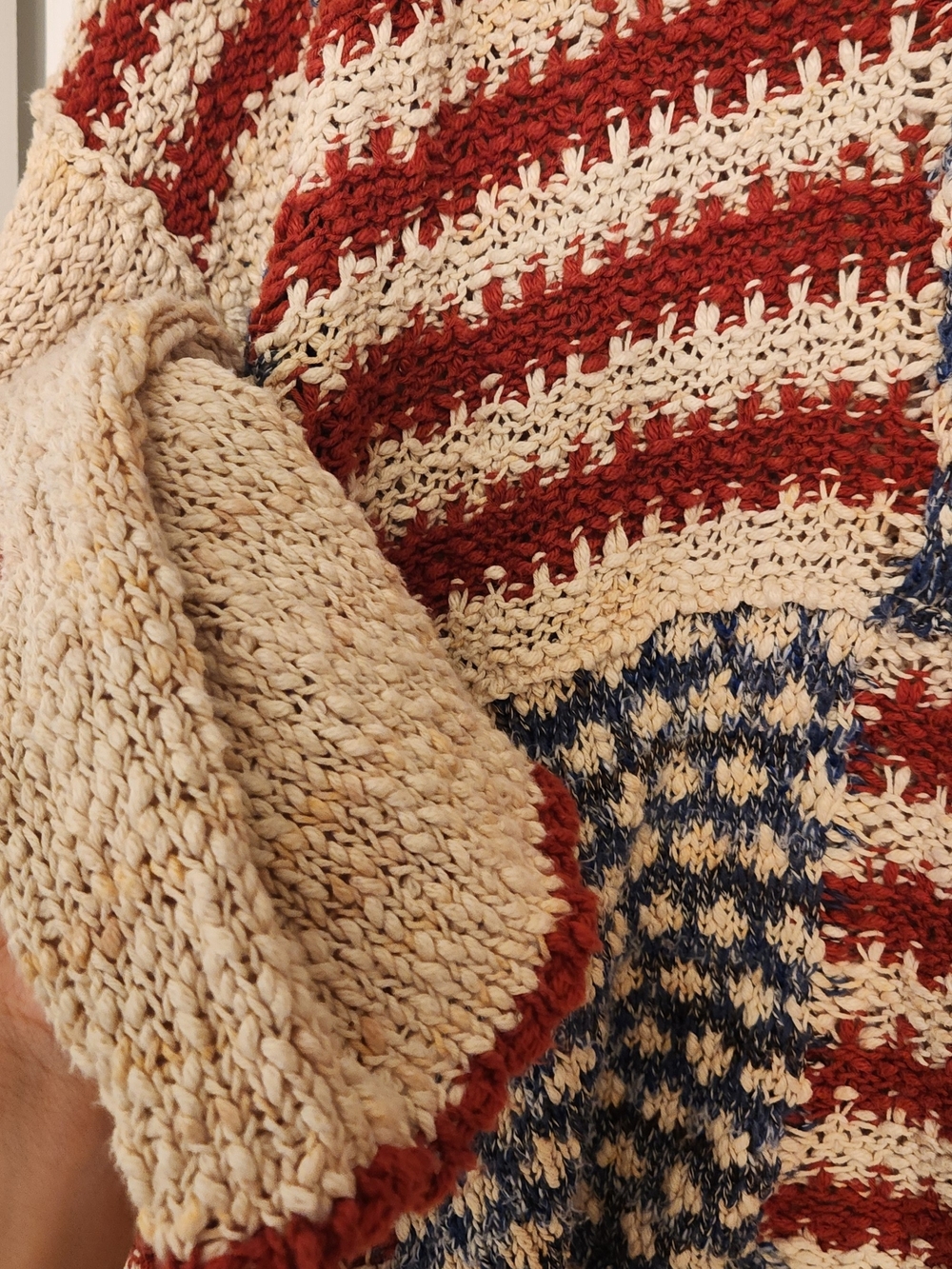 Free People Oversized American Flag Slouchy Sweater Size Large - Picture 8 of 10